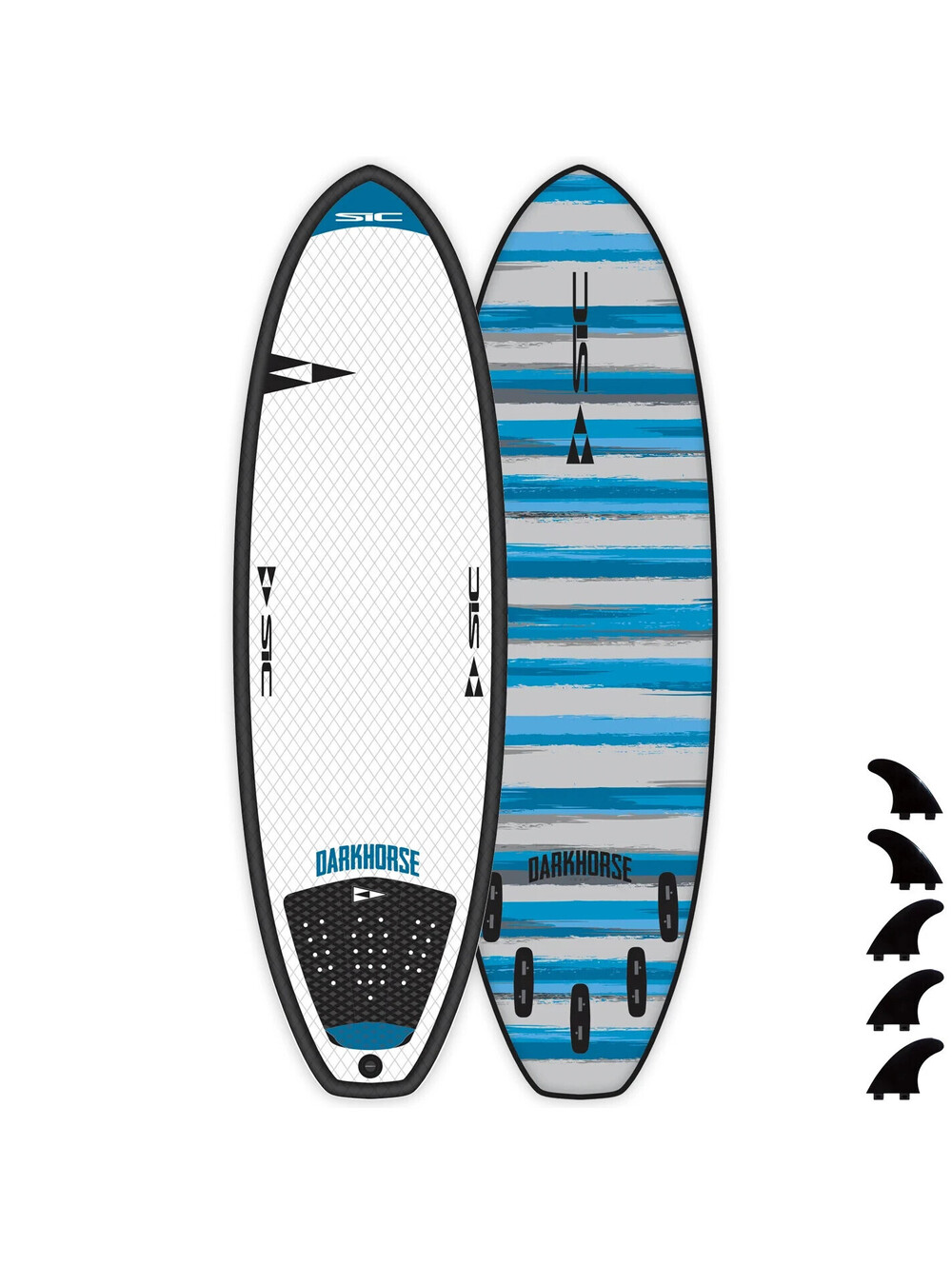 SIC Darkhorse 5'8" Soft Surfboard 40L New FCS Fusion 5 Fin Surf Board Blue